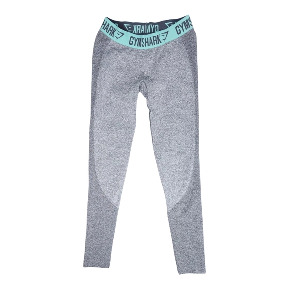 Gymshark Gray Leggings with Teal Waistband - Picture 1 of 4